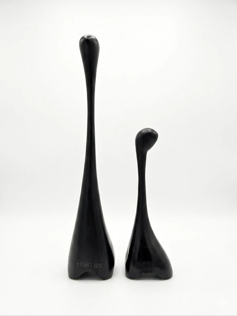 Vintage Louise Hederstrom Black Giraffe Sculptures Modernist Minimalist Nursery